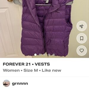 Forever 21 Lavender Puffer Vest
